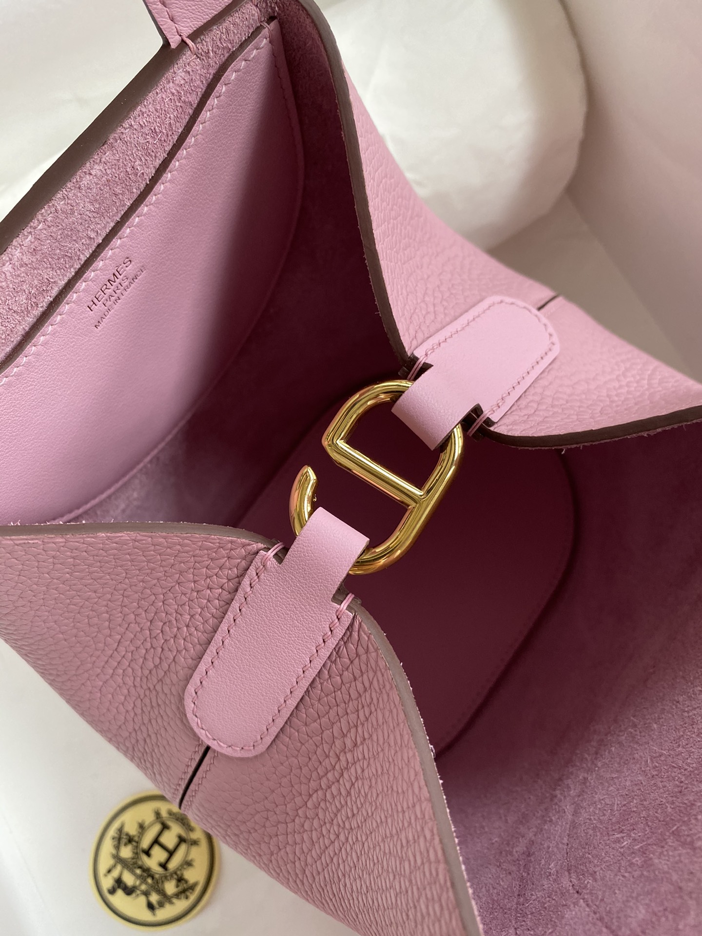 Hermes In The Loop 18 Bag In Mauve Sylvestr Clemence Leather